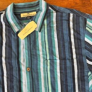 Tommy Bahama Men's Multicolor Striped Shirt 100% Silk